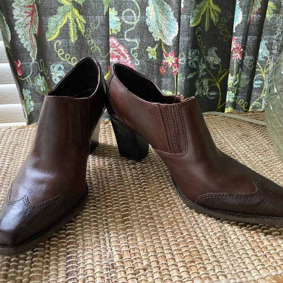 Artivo Leather Croc Brown Slip on Boot Shoe Western Cowboy Style  9.5M - Picture 6 of 11